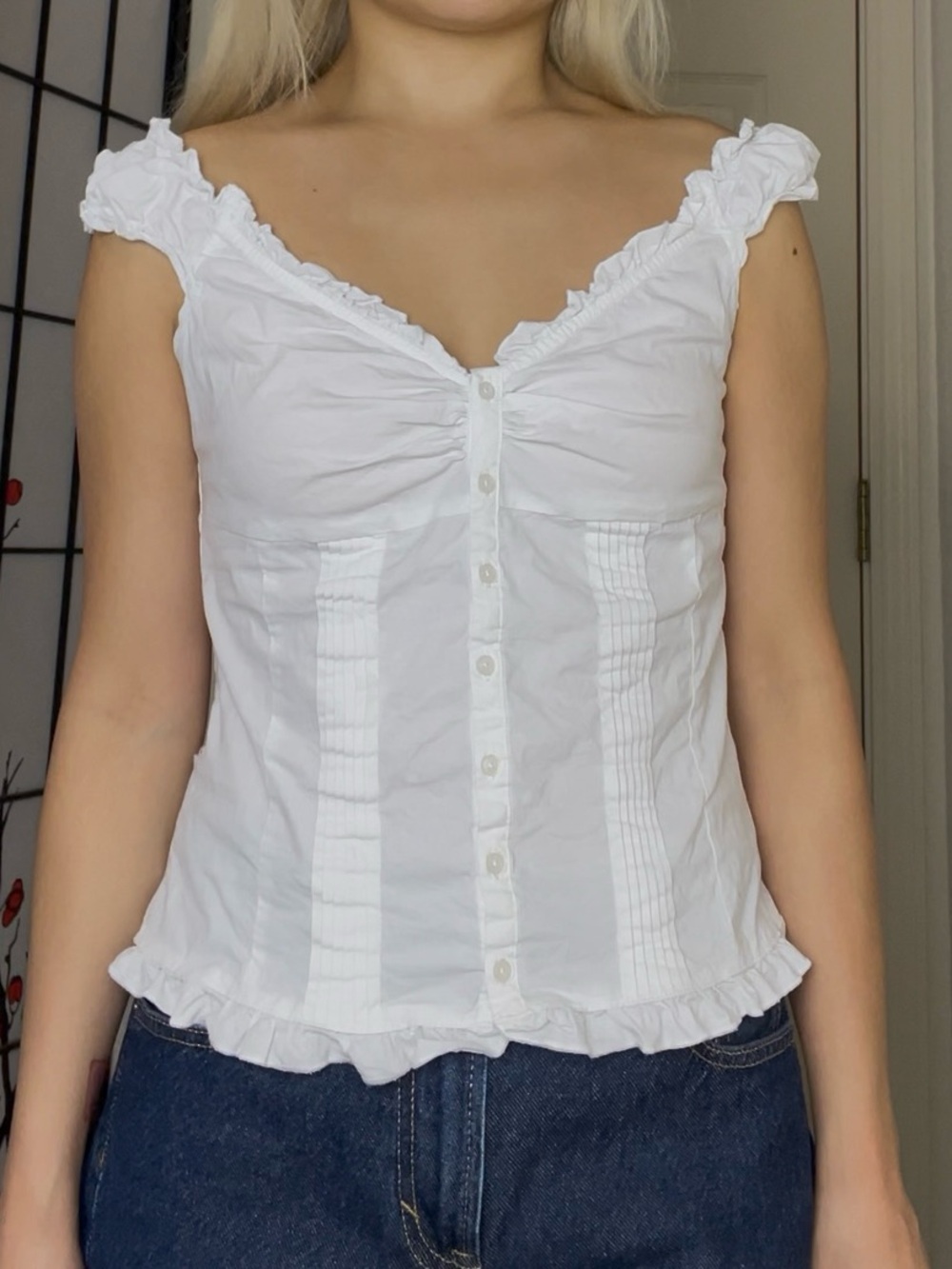 John Galt | Brandy Melville White Tianna Tank Top Off-The-Shoulder Blouse